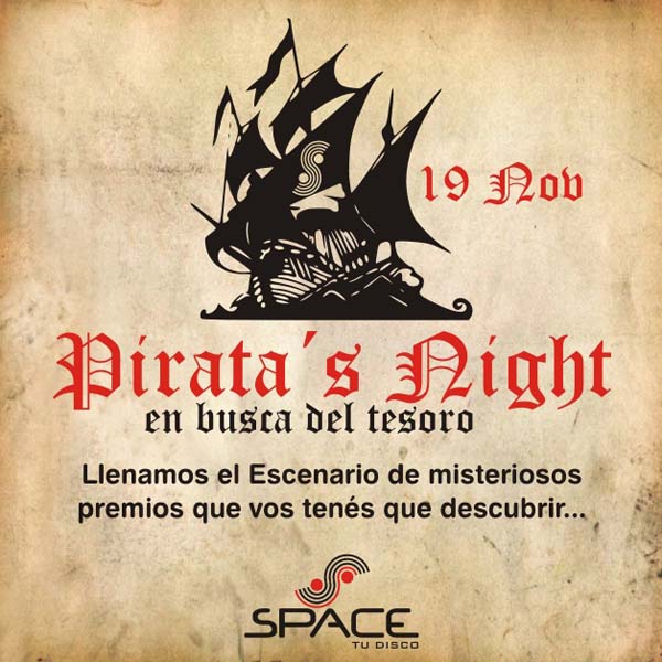 piratas night dom 19 nov space